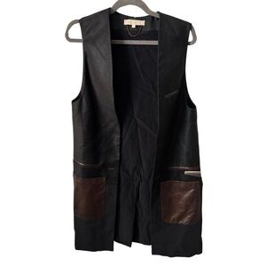 Vanessa Bruno | 100% Wool & Lambskin Mixed Media Longline Vest | Size 36